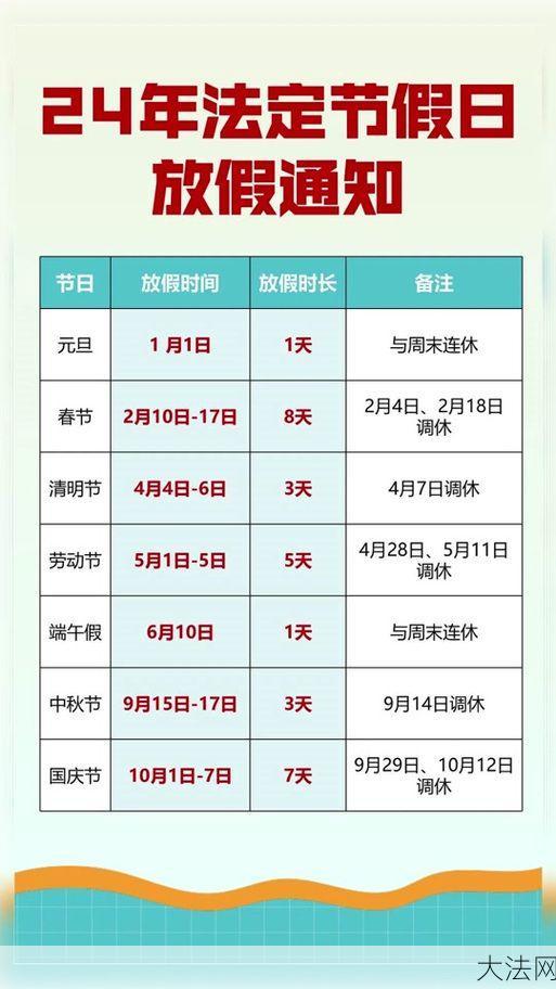 法定节假日2024年安排是怎样的？如何规划？-大法网