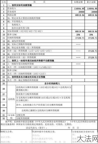 企业所得税季度申报表A类如何填写？-大法网